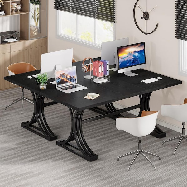 BYBLIGHT Moronia 63 in. Rectangular Black Wood Computer Desk with