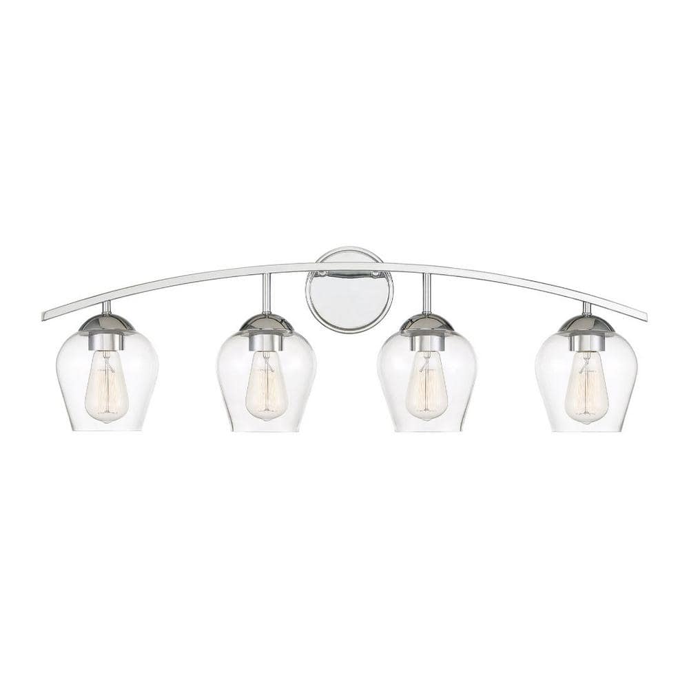 32.75 in. W x 10.37 in. H 4-Light Chrome Bathroom Vanity Light with Clear Glass Shades price history on PriceWatchPro