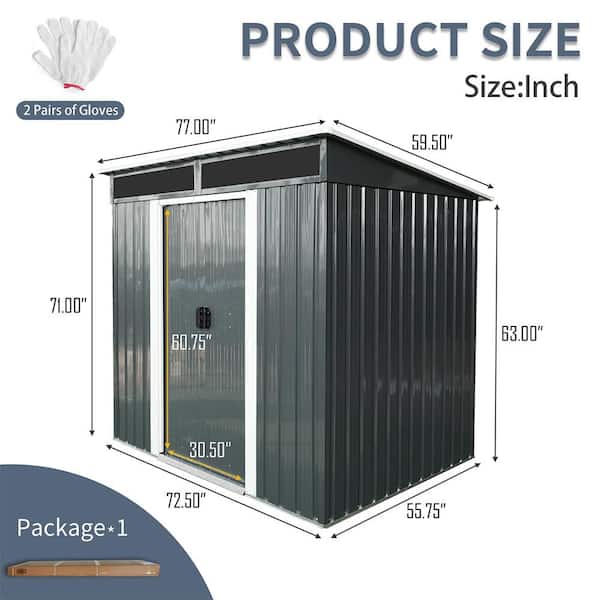 6 ft. W x 5 ft. D Metal Shed with Double Door (30 sq. ft. )