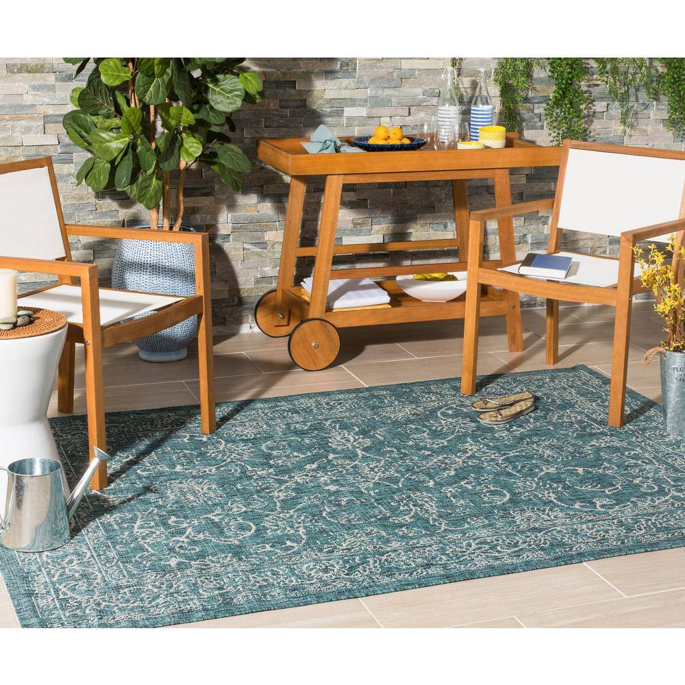 Turquoise Bliss 9' x 12' Flat Woven Synthetic Area Rug