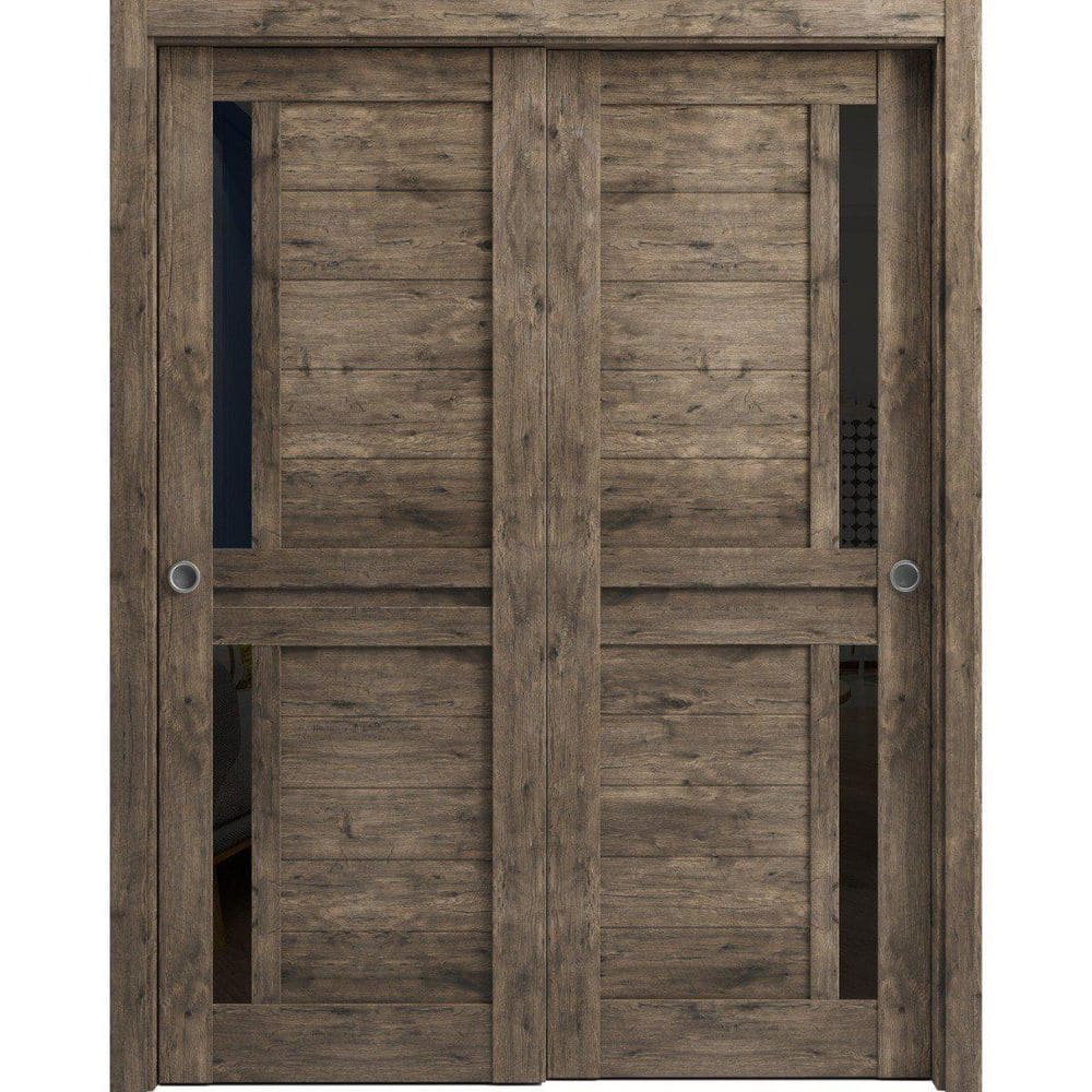 Assembly Required 84 in. x 96 in. 2 Panel Cognac Oak Finished Solid Wood Sliding Door with Hardware price history on PriceWatchPro