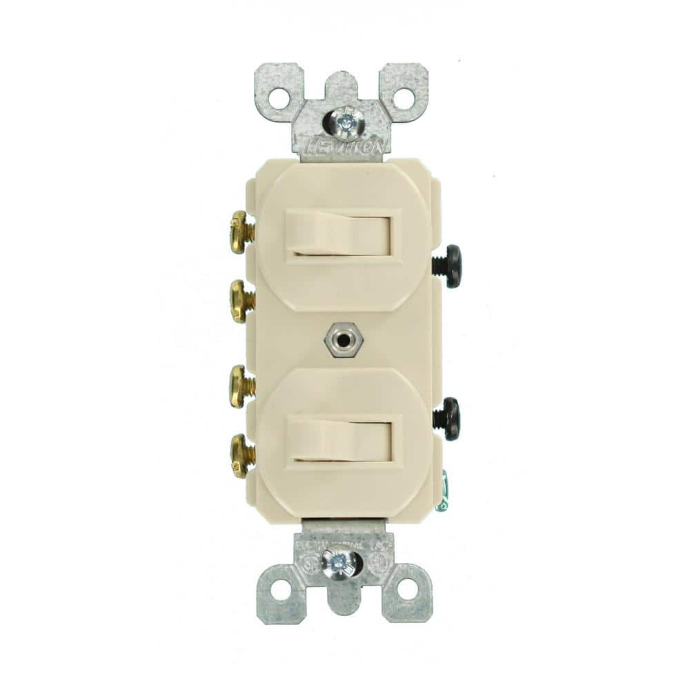 Leviton 15 Amp Commercial Grade Combination Two 3-Way Toggle Switches, Light Almond