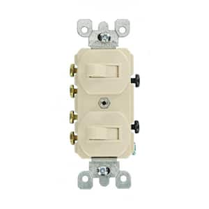 15 Amp Commercial Grade Combination Two 3-Way Toggle Switches, Light Almond