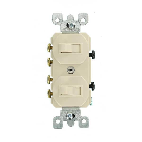 Leviton 15 Amp Commercial Grade Combination Two 3-Way Toggle Switches, Light Almond