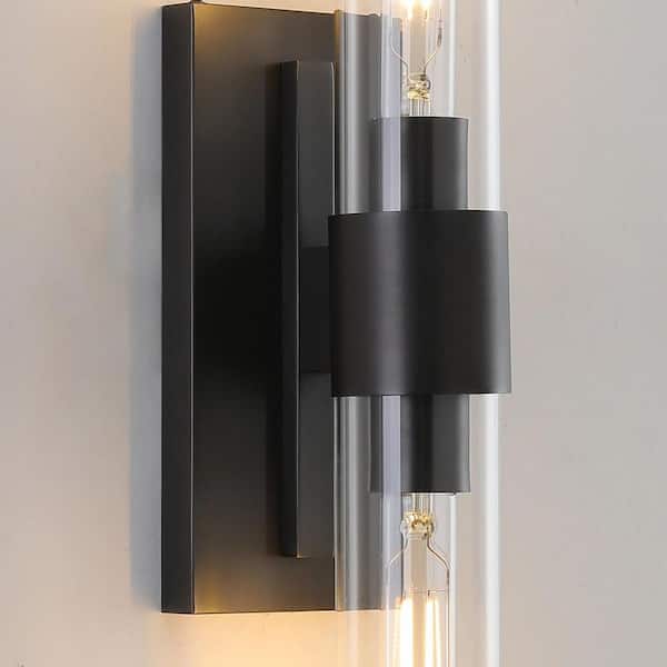 Bathroom Vanity Light Fixtures, Glass Tube Wall Sconces Set of 2, Nickel coloured base, Bathroom Wall Lights, Bedroom Bedside Wall Light, Wall Lamp For Dressing Table, Living Room, And Hallway