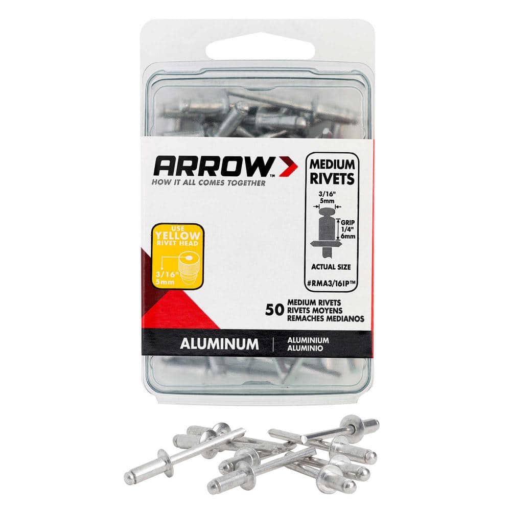 Arrow 3/16 in. Medium Aluminum Rivets (50-Pack) RMA3/16IP - The