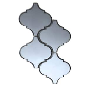 Reflections Graphite Blue Arabesque Mosaic 9 in. x 14 in. Glass Mirror Wall Backsplash Tile (5.2 sq. ft./Case)