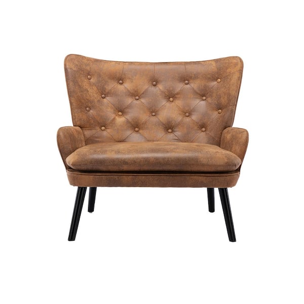 Unbranded 40.16 in. Coffee Polyester 2-Seater Loveseat with High Tufted Back