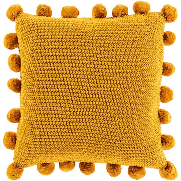 aritmetik smid væk motor Artistic Weavers Liviah Mustard Knitted with Pom Poms Polyester Fill 18 in.  x 18 in. Decorative Pillow-S00161030728 - The Home Depot