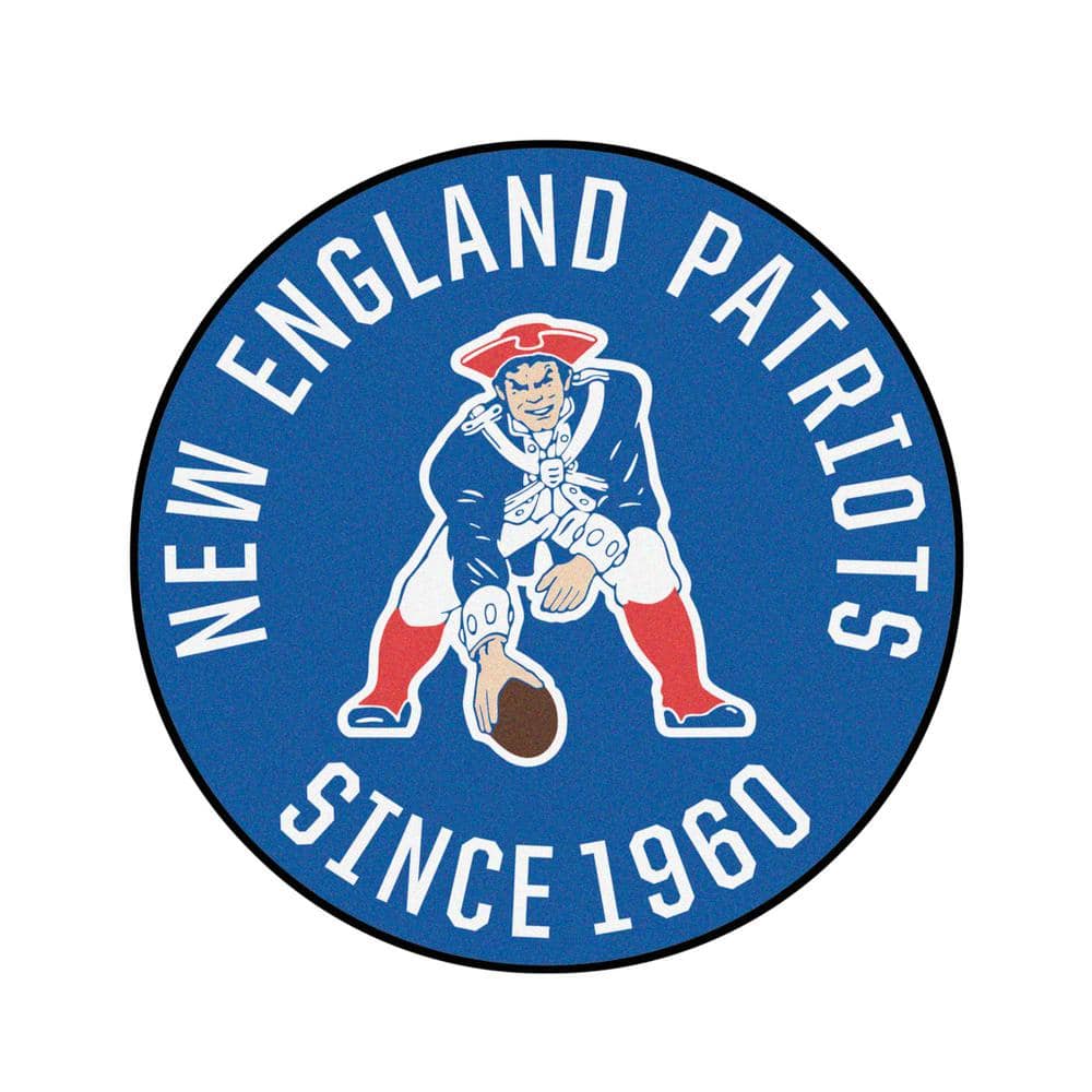 The throwback New England Patriots logo appears on the center of