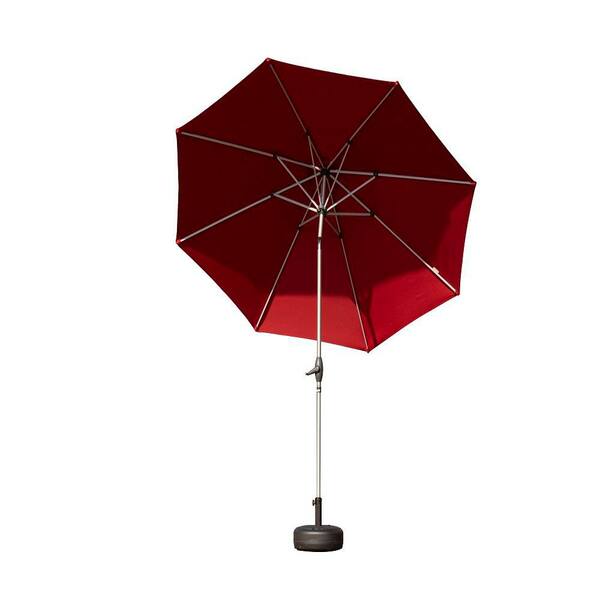 Unbranded 9 ft. Aluminium Adjustable Crank Lift Outdoor Patio Umbrella in Brick Red