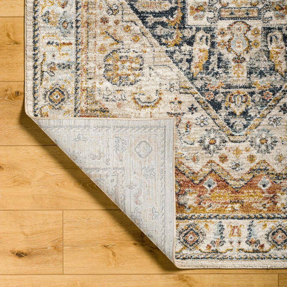 Easy-Care Stain-Resistant Synthetic Blue Rectangular Rug, 35" x 24"