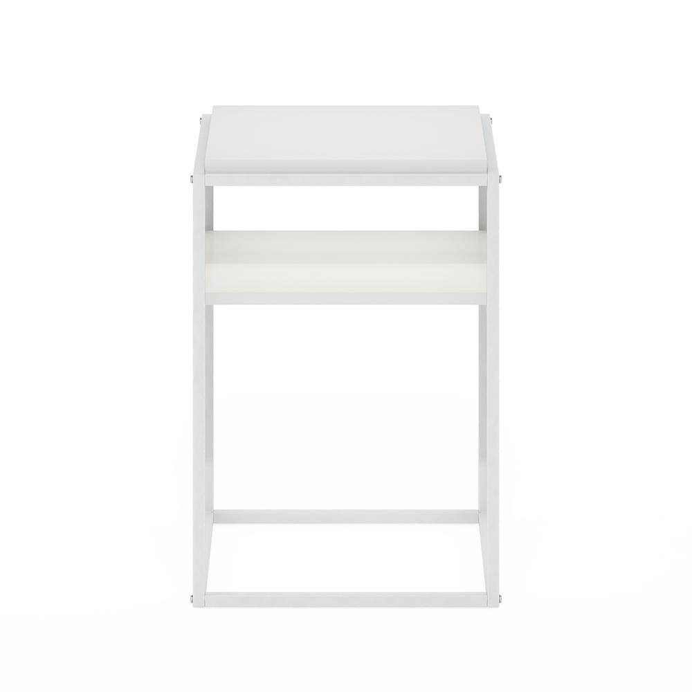 Solid White 2-Tier Stackable Metal and Wood Shelf