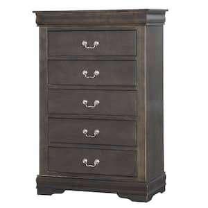 Louis Philippe 5-Drawers Dark Gray Chest