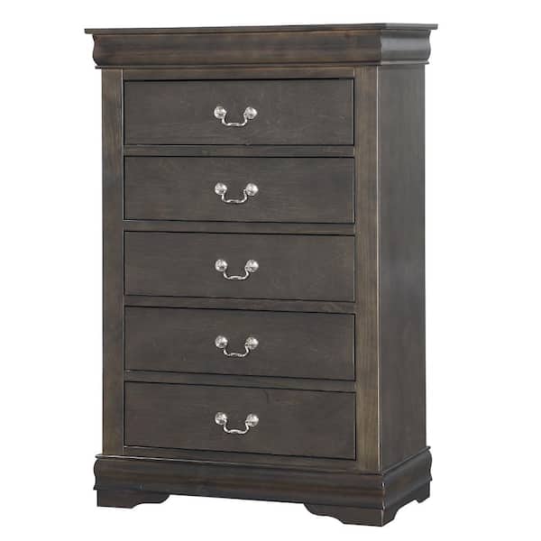 Acme Furniture Louis Philippe 5-Drawers Dark Gray Chest