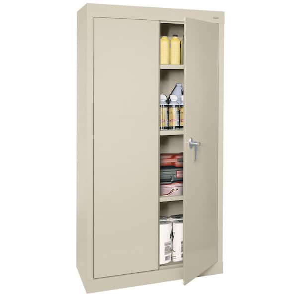 Value Line Series  30 in. W x 66 in. H x 18 in. D 24-Gauge 4-Shelf Freestanding Garage Storage Cabinet in Putty