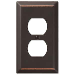 Metallic 1 Gang Duplex Outlet Steel Wall Plate - Aged Bronze