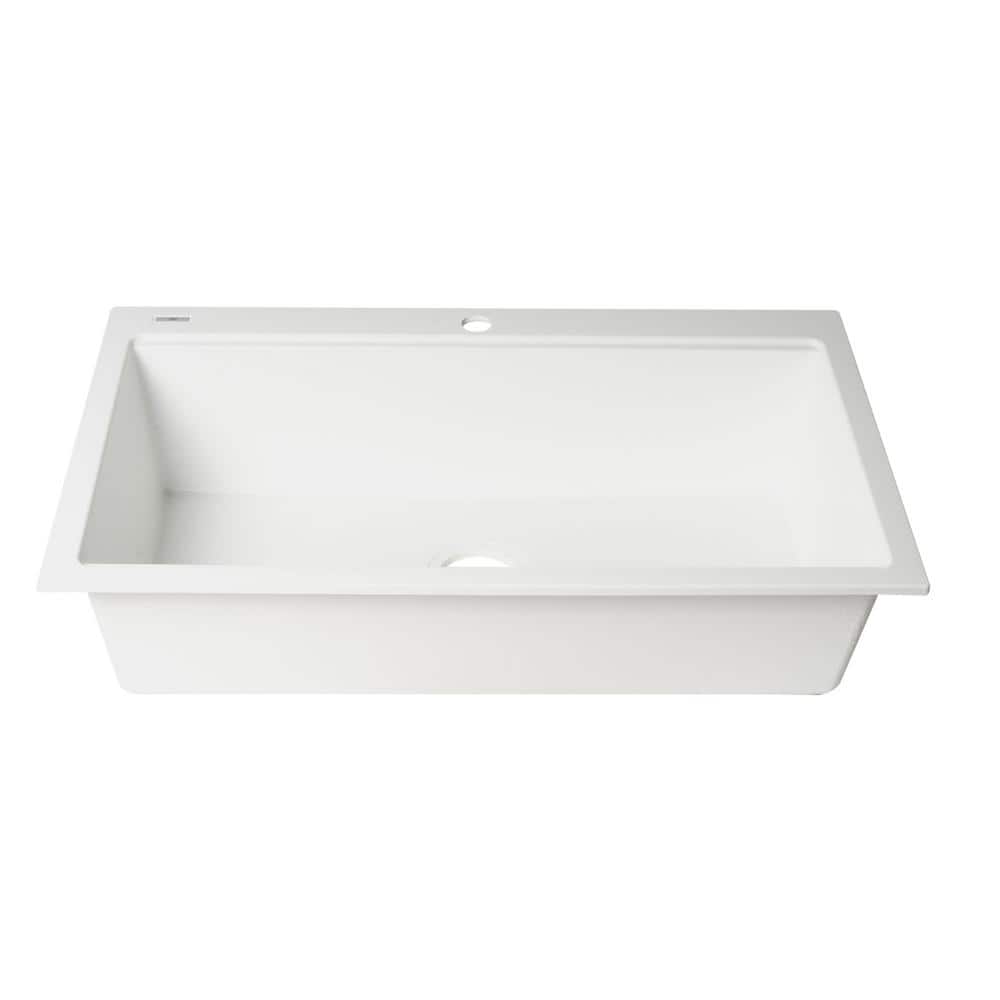 34'' White Granite Composite Single Bowl Drop-In Kitchen Sink