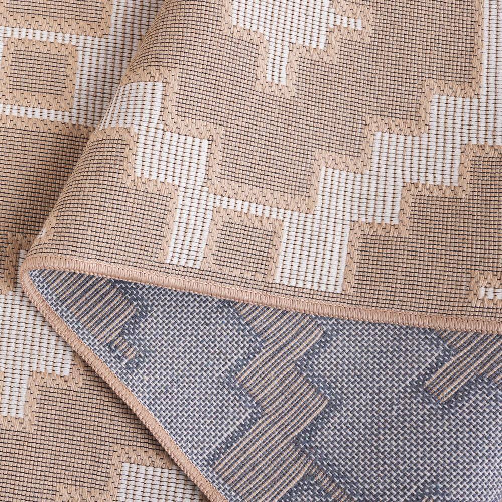 Ivory and Natural Geometric Flat Woven Wool Area Rug