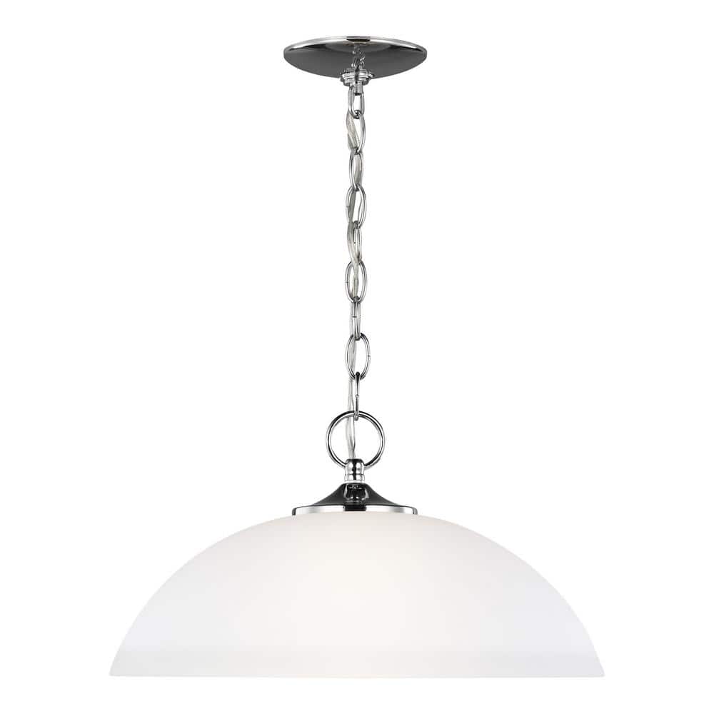 Geary Chrome 1-Light Pendant with Satin Etched Glass Shade
