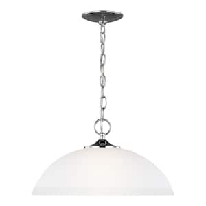 Geary 1-Light Chrome Hanging Pendant with Satin Etched Glass Shade