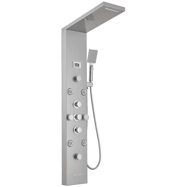 51.57 in. 8-Jet Shower Tower System with Rainfall Mist Shower Head Hand Shower Wand and Tub Spout in Brushed Nickel