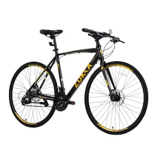 24 Speed Outdoor Hybrid Bike Disc Brake 700C Road Bike for Adult Road Bicycle Black