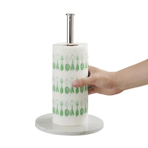 Kitchen Paper Towel Holder Countertop Standing with Natural Marble Base for Kitchen, Bathroom, Bedroom In Chrome