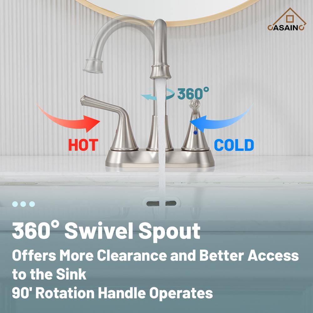 Brushed Nickel Dual Handle Bathroom Sink Faucet with Drain Kit