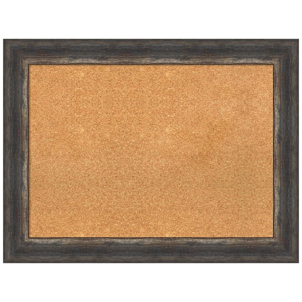 Amanti Art Bark Rustic Char 33.12 in. x 25.12 in Framed Corkboard Memo Board
