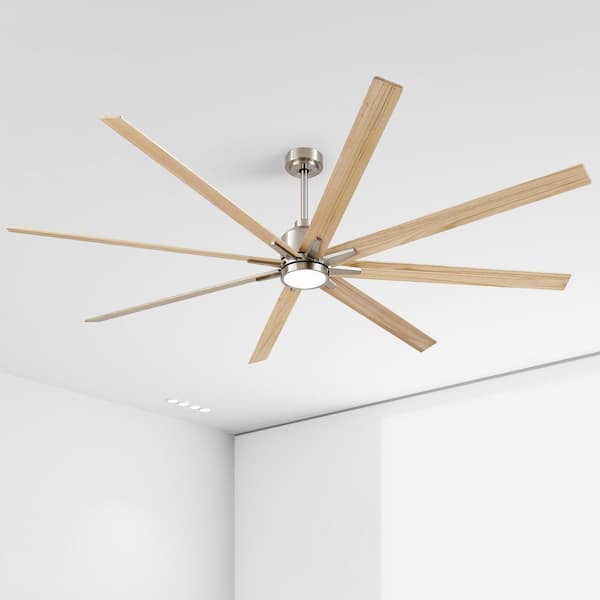 Charm 84 in. Indoor Solid Wood Blades Brush Nickel Ceiling Fans with LED Light Kit and Remote Control