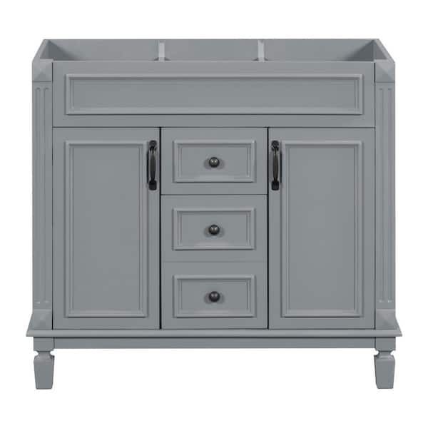 Modern 36 in. MDF Bath Vanity Cabinet without Top in Gray with 2 Soft Closing Doors and 2 Drawers
