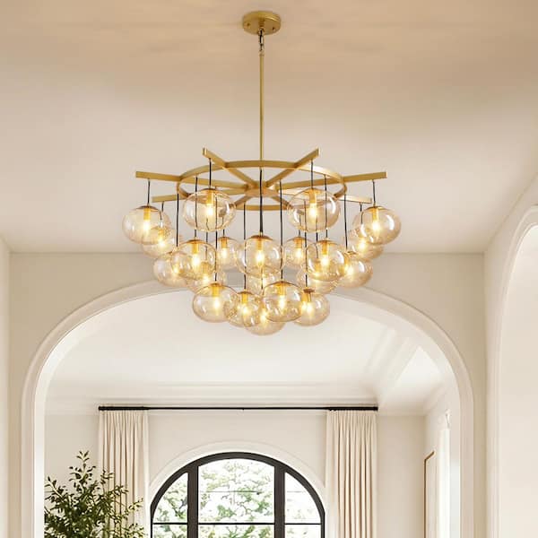 WDETR 21-Light Modern Gold Bubble Chandelier with Glass Shades for