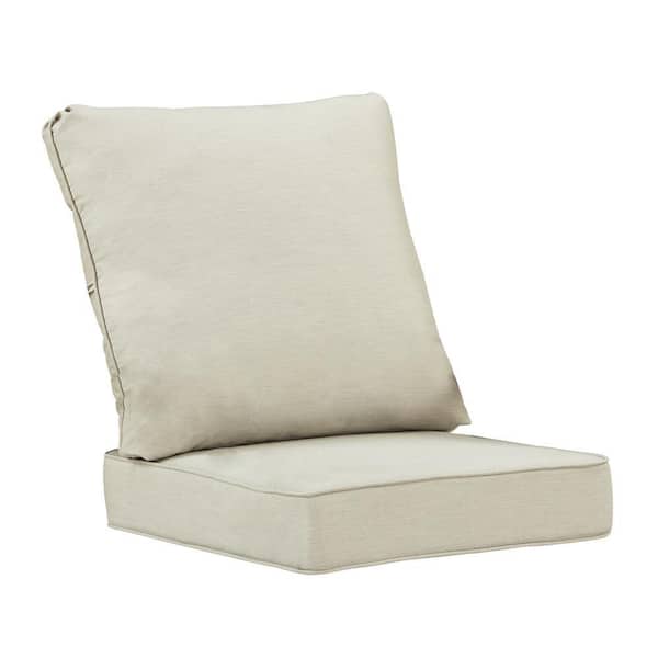 Dining Chair 26 x 24 Outdoor Patio Deep Seating Cushion Set in Light Grey with Ties