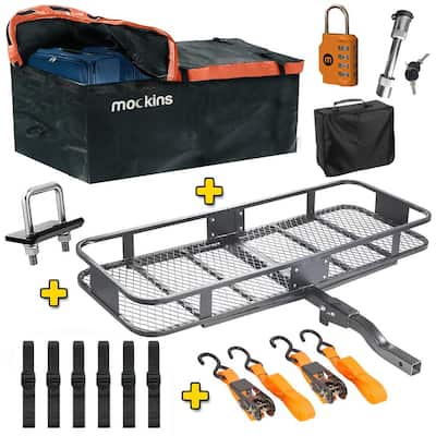 500 lbs. Capacity Hitch Mount Cargo Carrier Set with Folding Shank and 2 in. Raise, Cargo Bag and Ratchet Straps