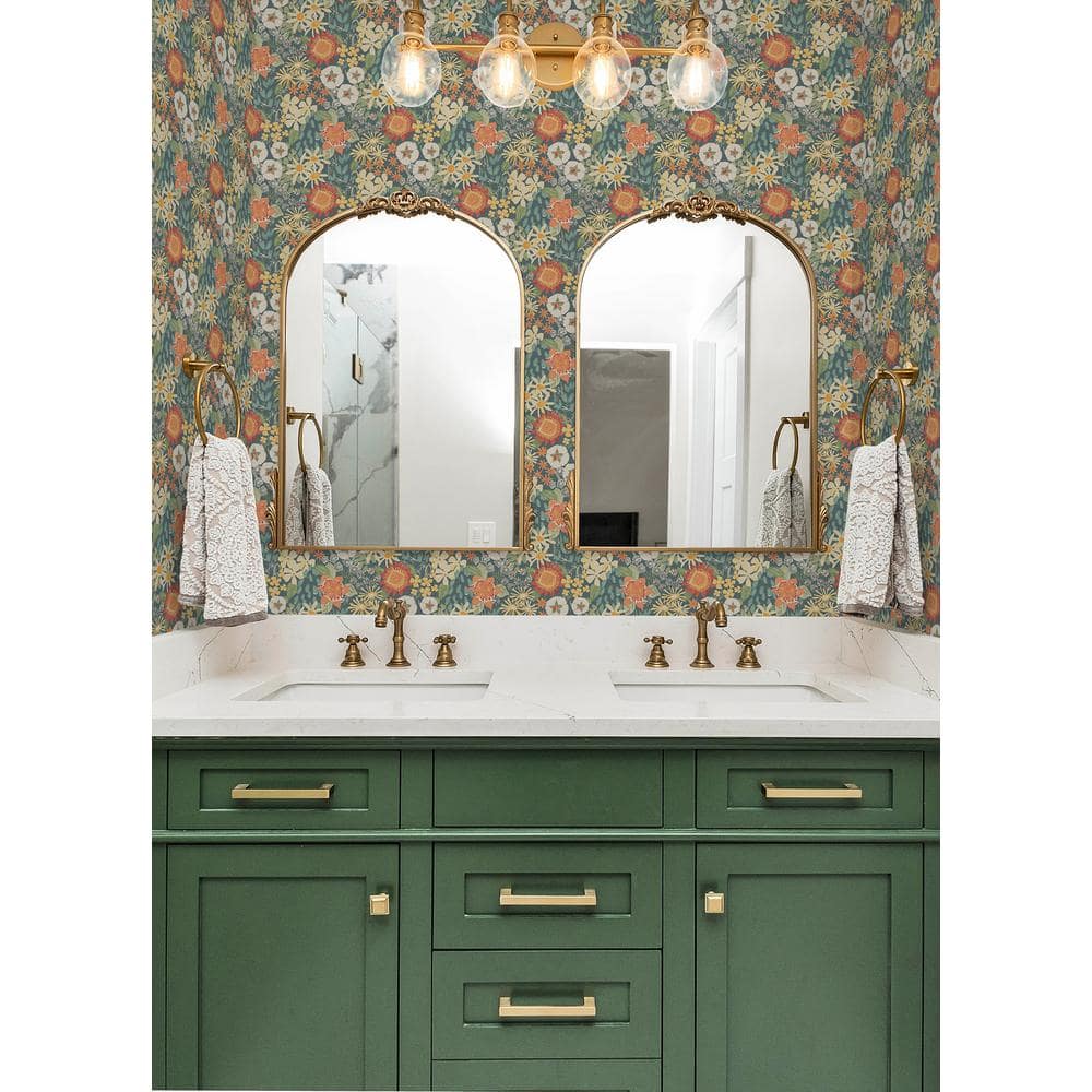 Sadie Teal Floral Peel and Stick Wallpaper Roll