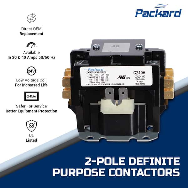 2 Pole 40 Amp 24 VAC Contactor