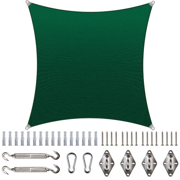 Super Ring 16 ft. x 18 ft. Sun Shade Sail with Hardware-Green
