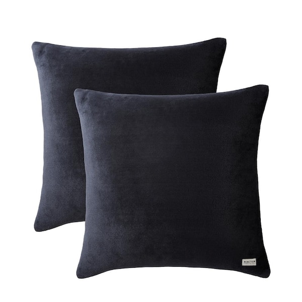 KENNETH COLE REACTION KCR Solid Black 2-Piece Ultra Soft Plush Euro-Shams