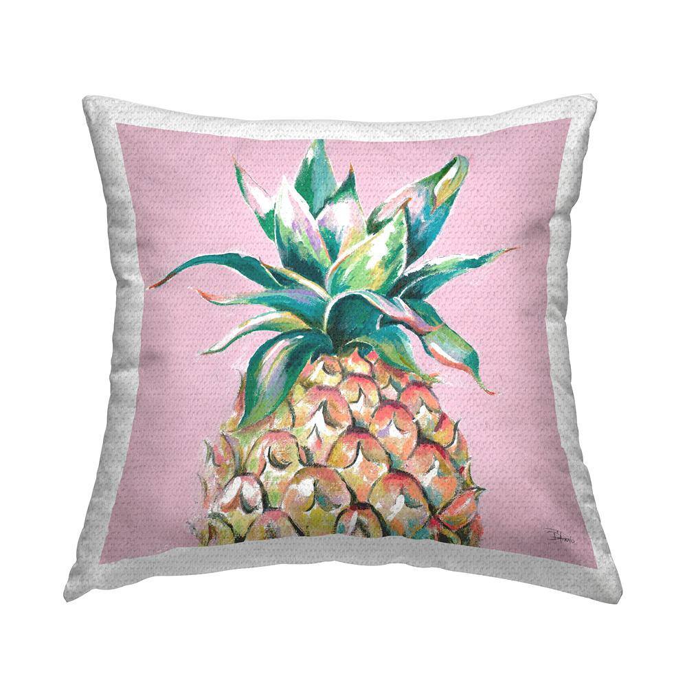 Tropical Pineapple Top Soft Pink Color Pop Pink Square Outdoor Throw Pillow price history on PriceWatchPro