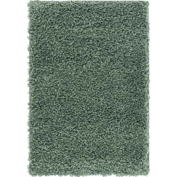 Unique Loom Davos Shag Sage Green 2 ft. x 3 ft. Accent Rug