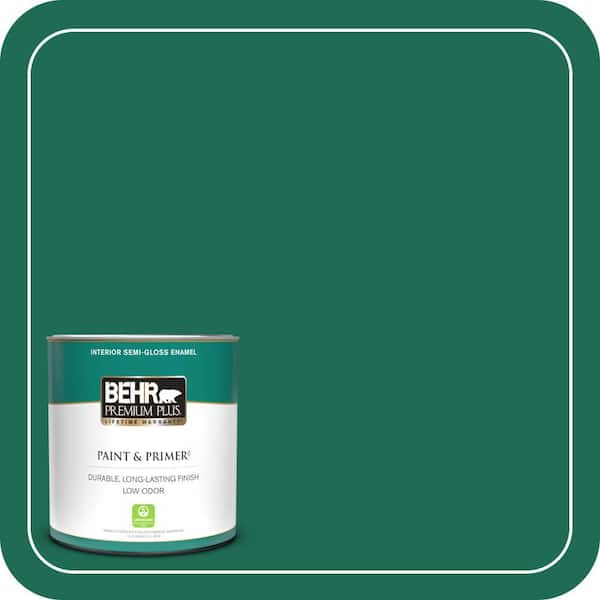 BEHR PREMIUM PLUS 1 qt. #P430-7 Sparkling Emerald Semi-Gloss Enamel Low Odor Interior Paint & Primer