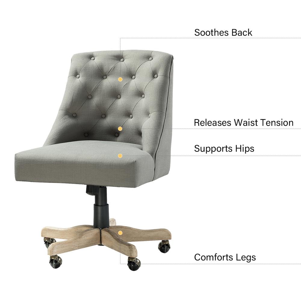 ErgoSwivel Modern Gray Fabric Armless Task Chair with Wood & Metal Base