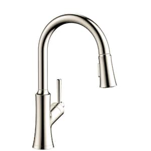 Joleena Single-Handle Pull Down Sprayer Kitchen Faucet with QuickClean in Polished Nickel