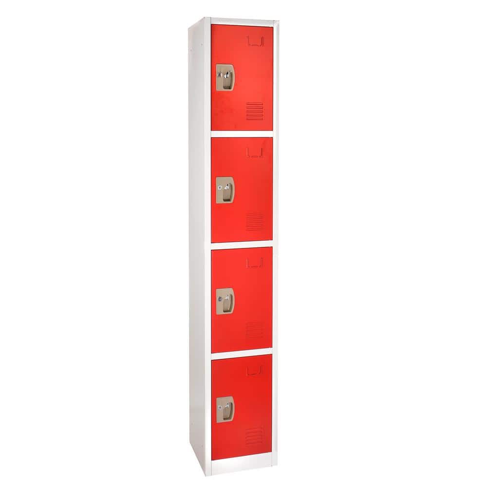 629-Series 72 in. H 4-Tier Steel Key Lock 4-Shelf Storage Locker Free Stand