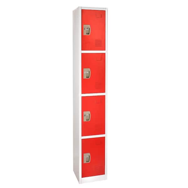 629-Series 72 in. H 4-Tier Steel Key Lock 4-Shelf Storage Locker Free Standing Cabinets for Home, School, Gym in Red