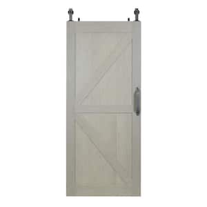 Montana 42 in. x 84 in. Heather Grey PVC Vinyl H/K Style Sliding Barn Door with Hardware Kit - Door Assembly Required