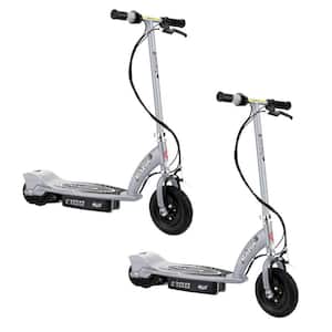 E100 Kids Ride On 24-Volt Motorized Electric Powered Scooters, Silver (2-Pack)