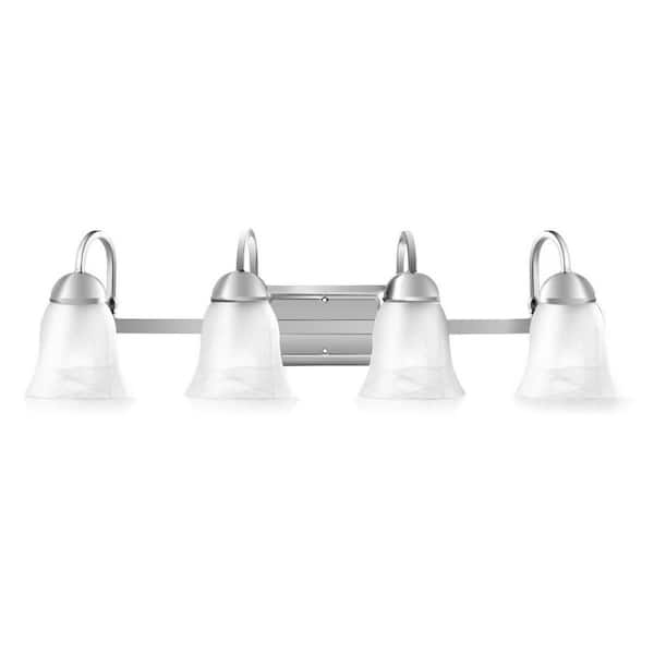 aisword 28 in. 4-Light Brushed Nickel Vanity Light with Alabaster Glass