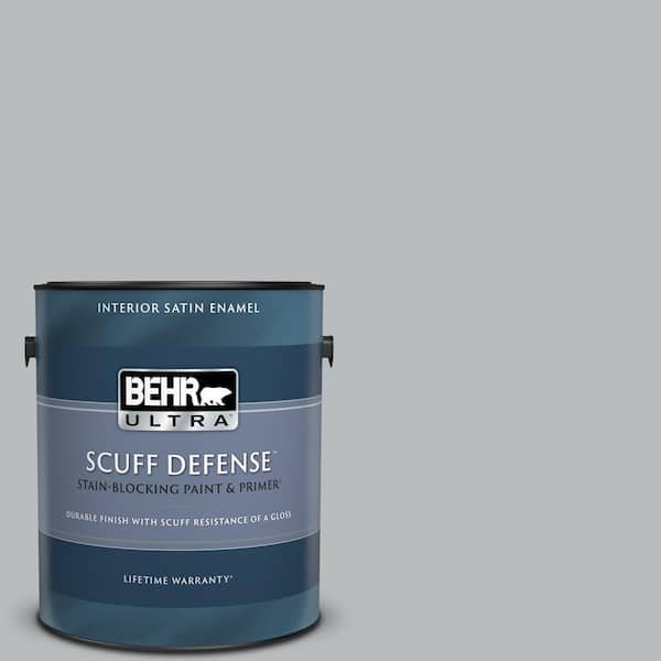 BEHR ULTRA 1 gal. #PPU18-05 French Silver Extra Durable Satin Enamel Interior Paint & Primer